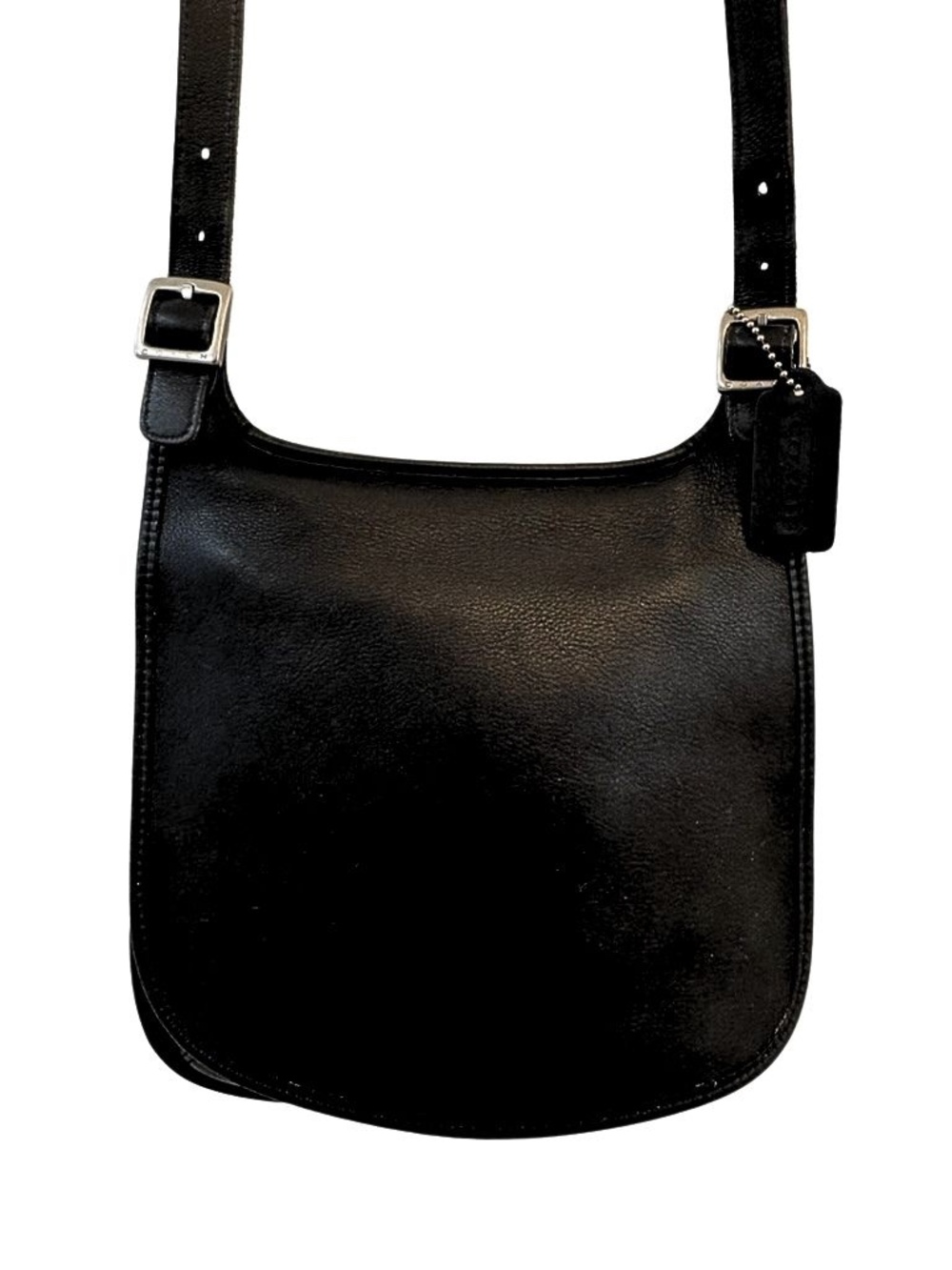 Vintage Coach Small Hippie Flap 2000 Bag Black Silver Leather 9135
